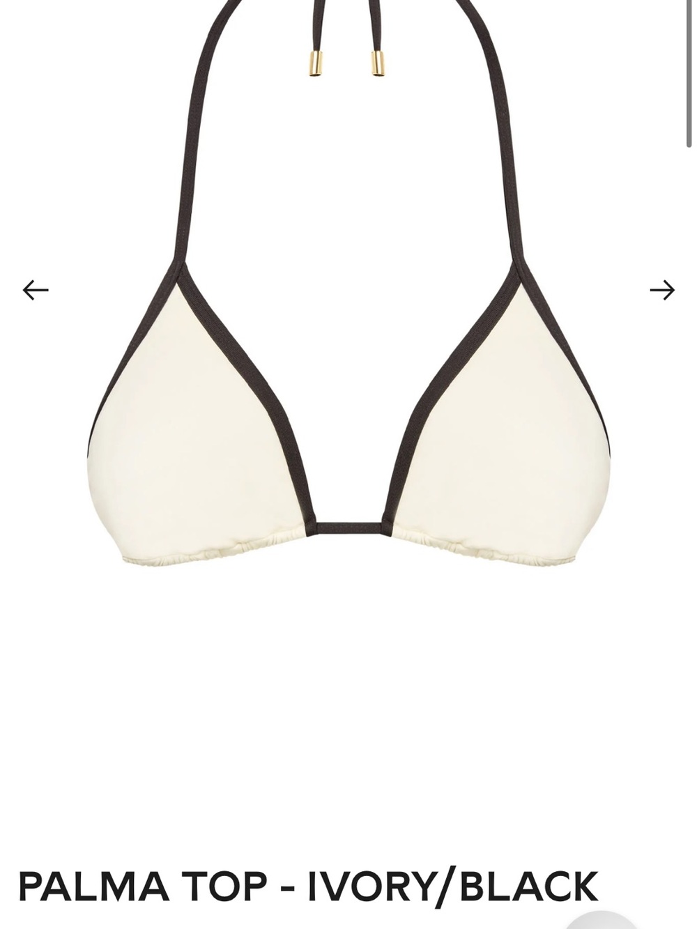 Monday Swimwear Palma Triangle Top — Ivory with Black Trim nwt size V (xl)